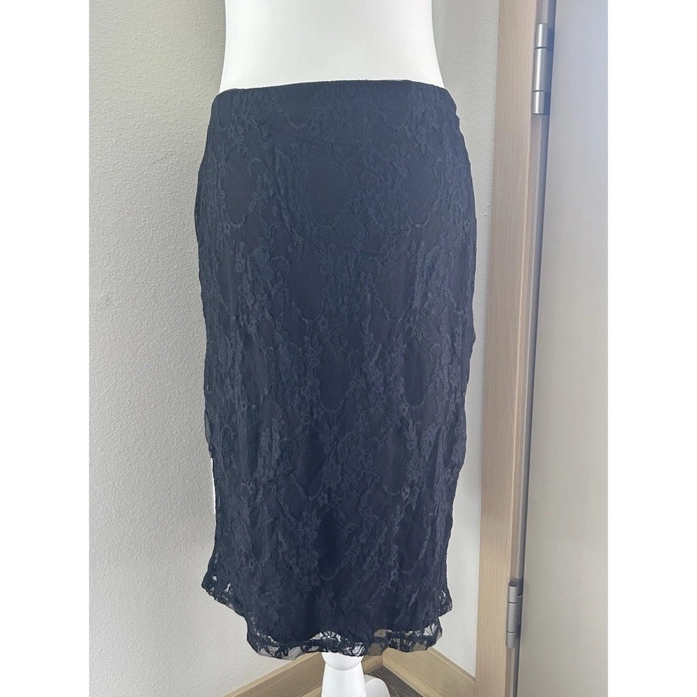 Vintage What's Hot Sheer Black Lace Skirt USA Whimsy Gothic Grunge Witch 90s